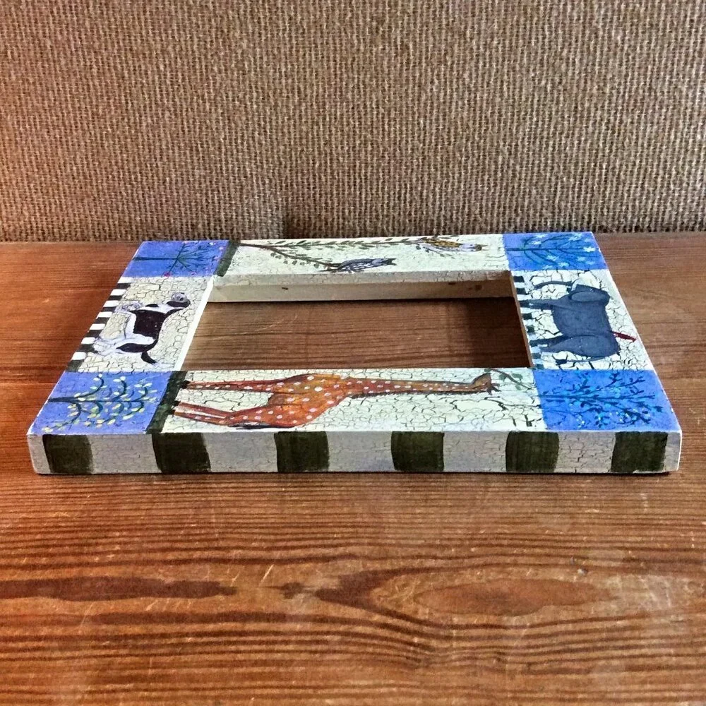 Hand Painted Animal Wooden Picture Photo Frame Safari Nursery Kid Decor